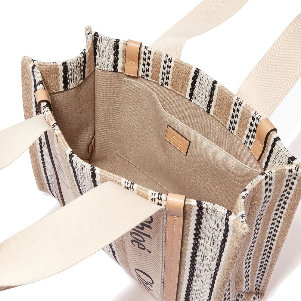 Chloé Beige Leinen-Tragetasche-4