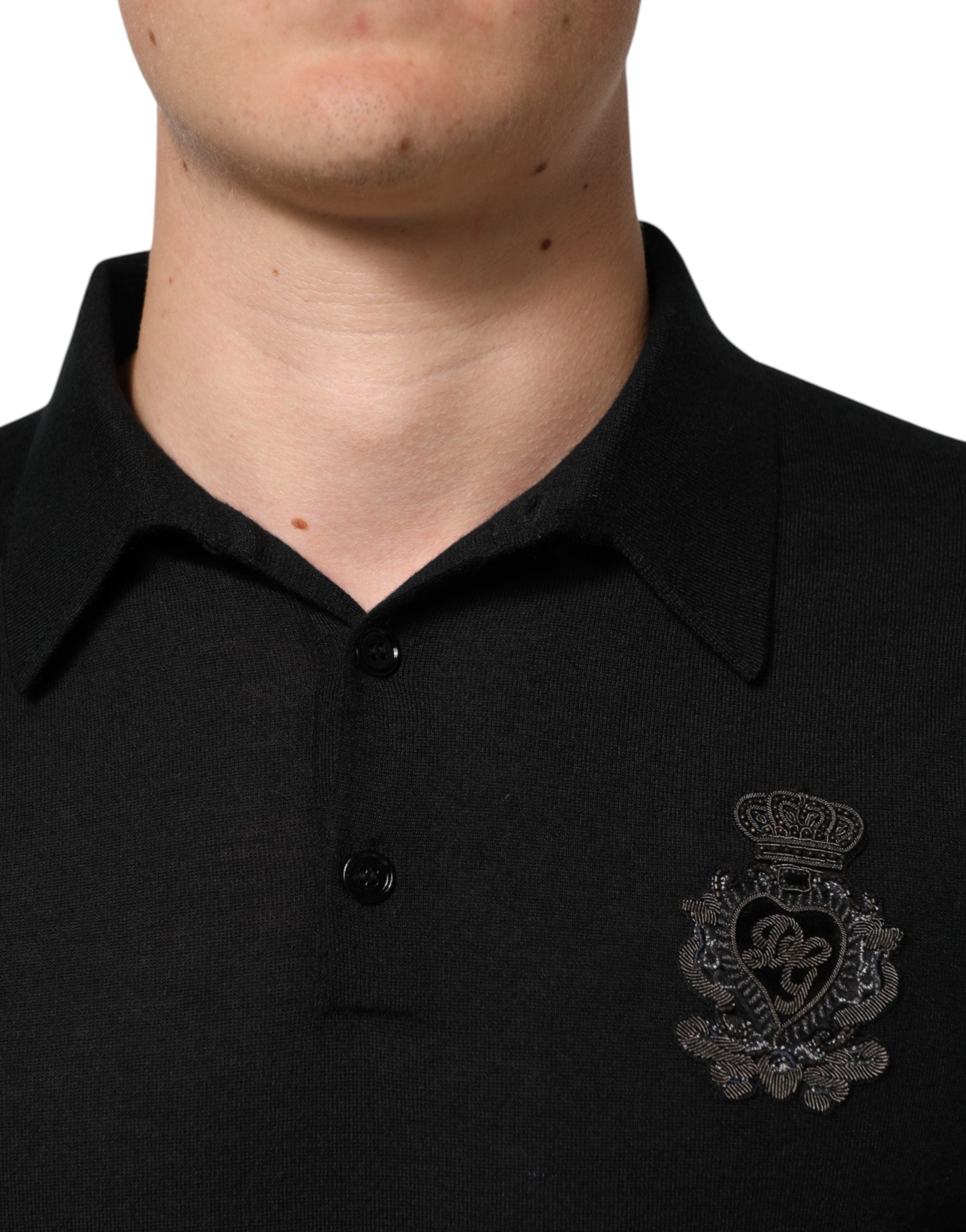 Dolce & Gabbana Schwarzer Pullover mit Crest-Detail und langen Ärmeln für Herren-5