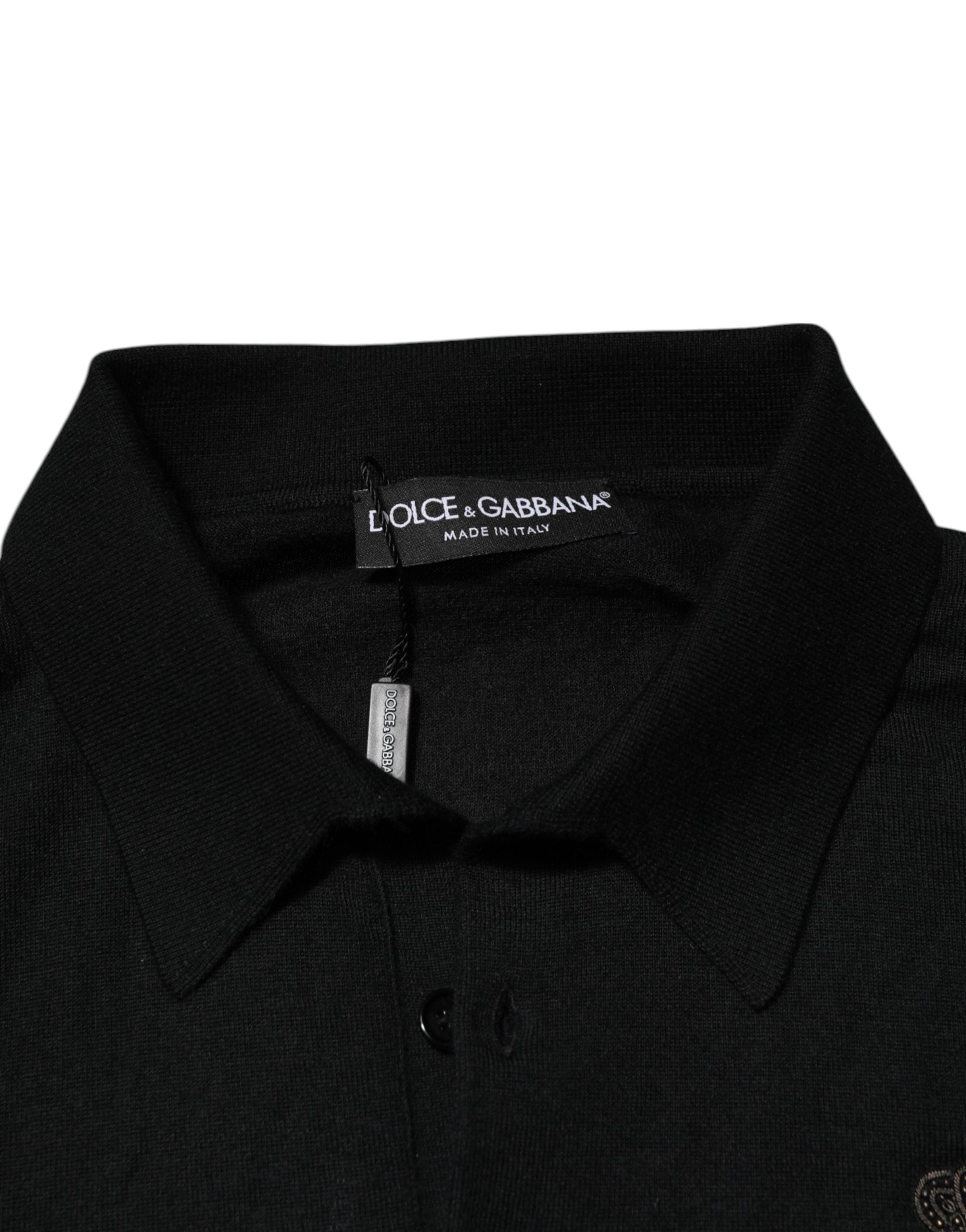 Dolce & Gabbana Schwarzer Pullover mit Crest-Detail und langen Ärmeln für Herren-6