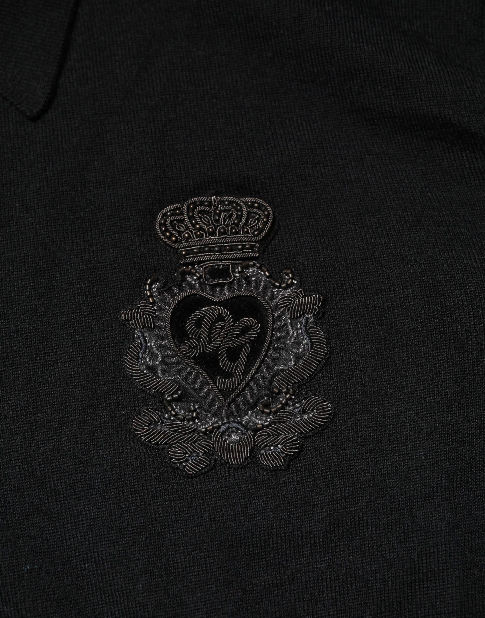 Dolce & Gabbana Schwarzer Pullover mit Crest-Detail und langen Ärmeln für Herren-7