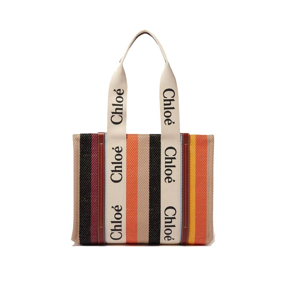 Chloé Beige Linen Tote Bag-1