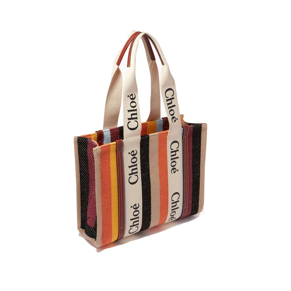 Chloé Beige Linen Tote Bag-2