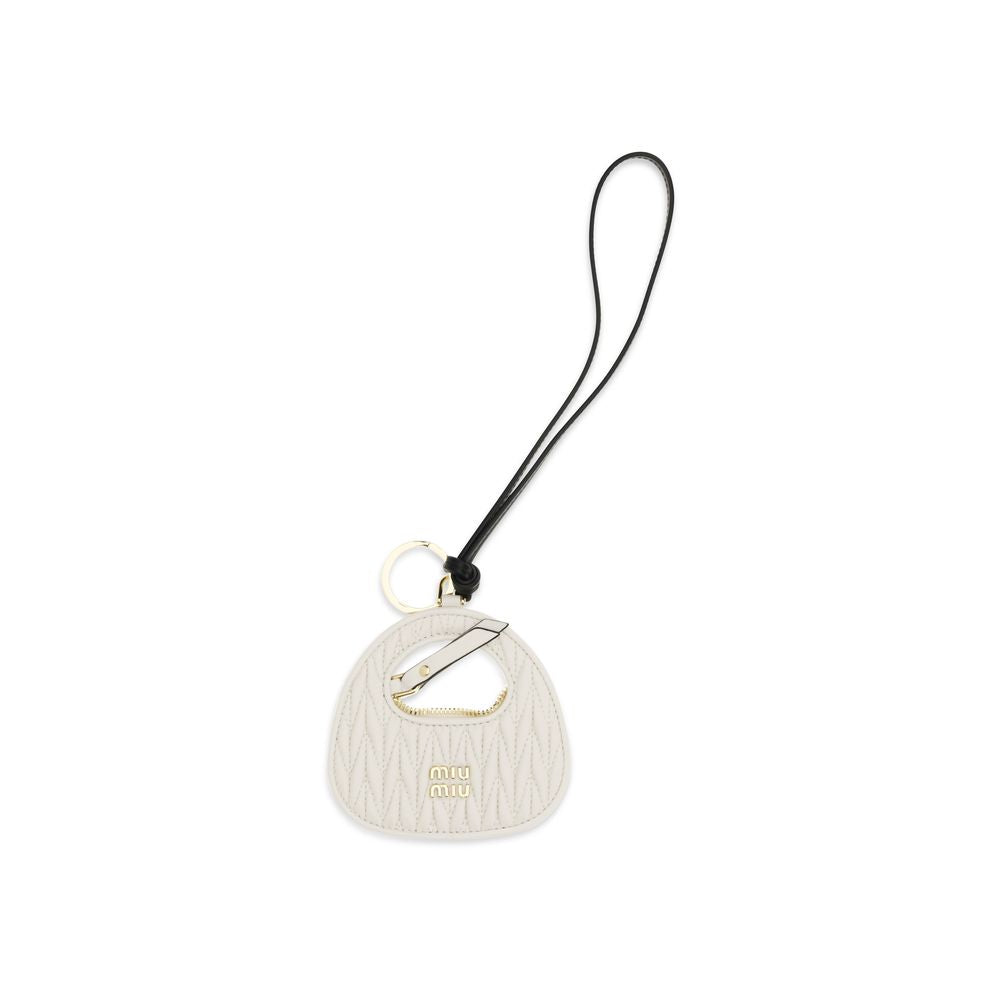 Miu Miu White Calfskin Bos Taurus Keychain-1