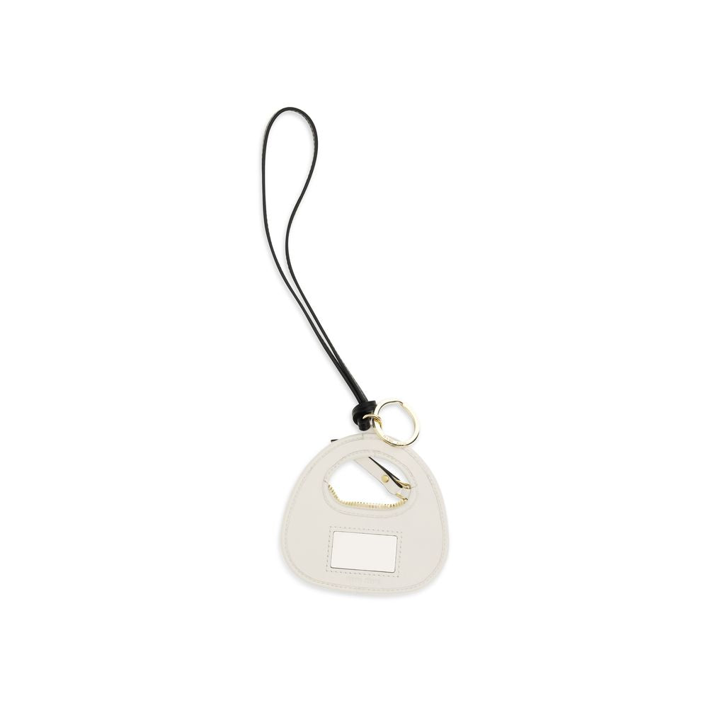 Miu Miu White Calfskin Bos Taurus Keychain-2