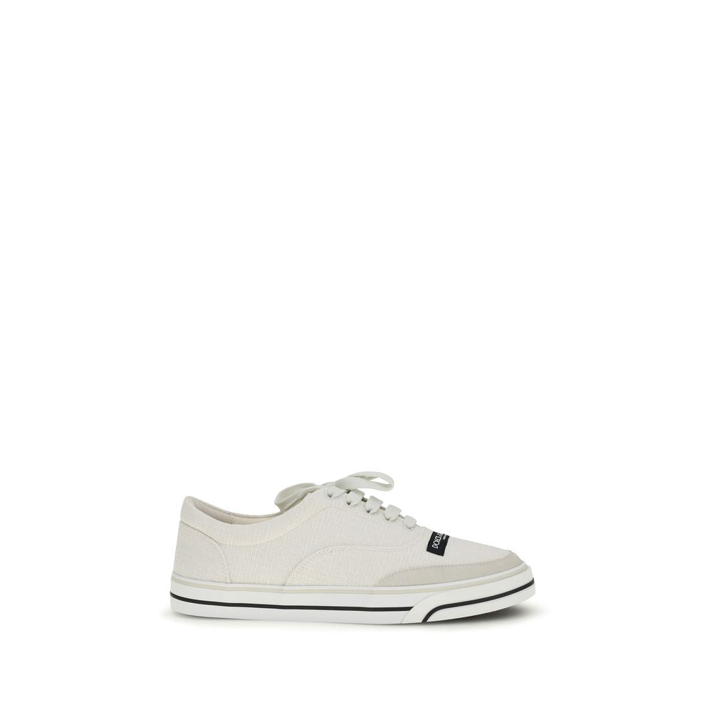 Dolce & Gabbana White Linen Low-Top Sneakers-1