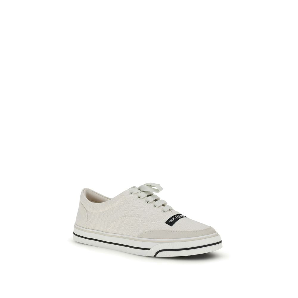 Dolce & Gabbana White Linen Low-Top Sneakers-2