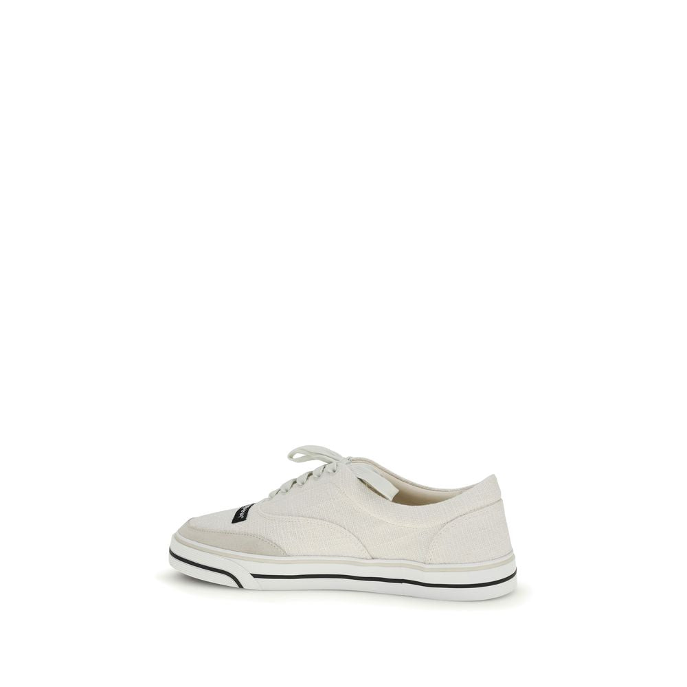 Dolce & Gabbana White Linen Low-Top Sneakers-3