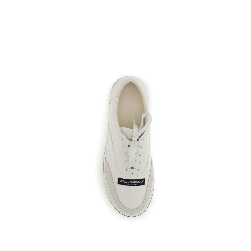 Dolce & Gabbana White Linen Low-Top Sneakers-4