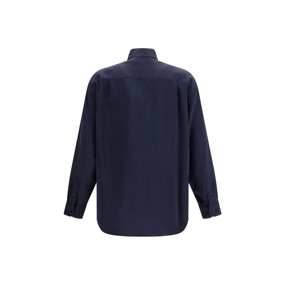 Giorgio Armani Blaues Seidenhemd-2