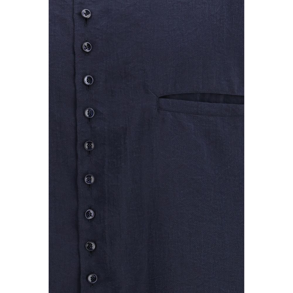 Giorgio Armani Blaues Seidenhemd-3