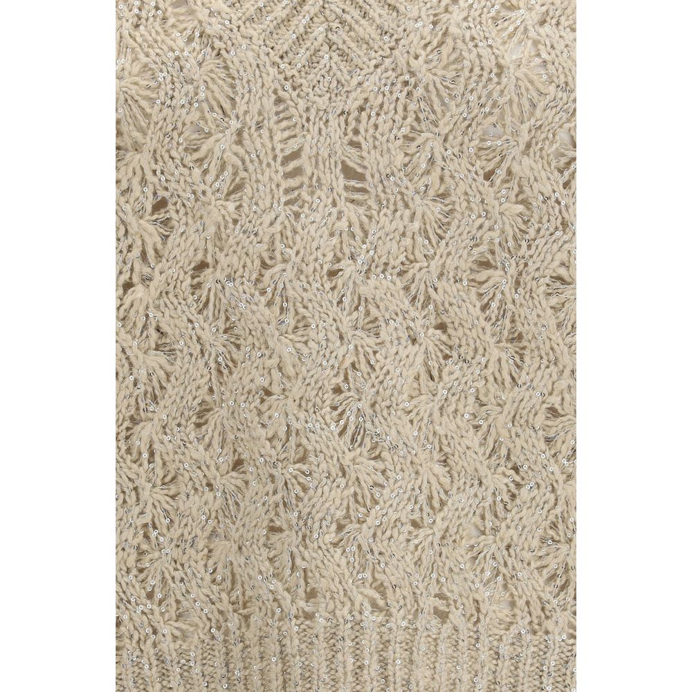 Brunello Cucinelli Beige Silk Sleeveles Sweater-3
