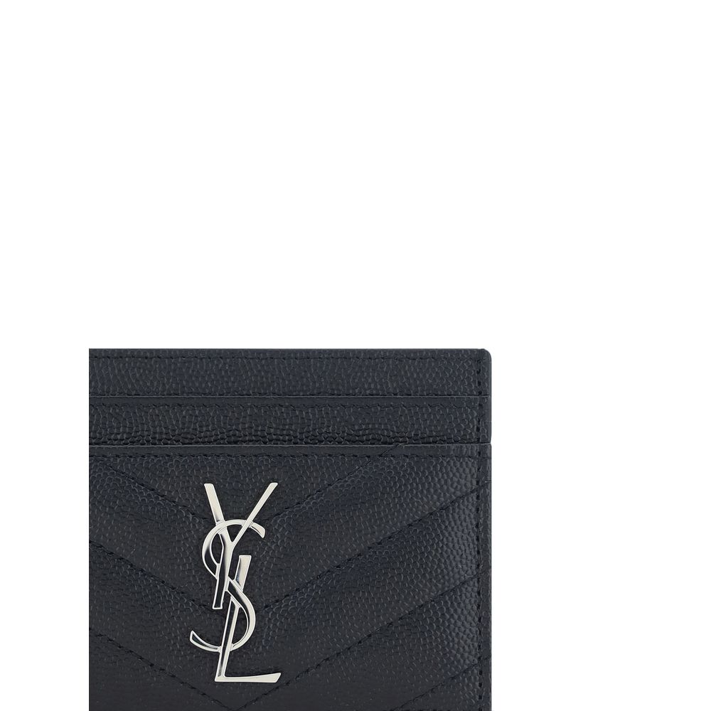 Saint Laurent Schwarzes Kalbsleder Bos Taurus Portemonnaie-3