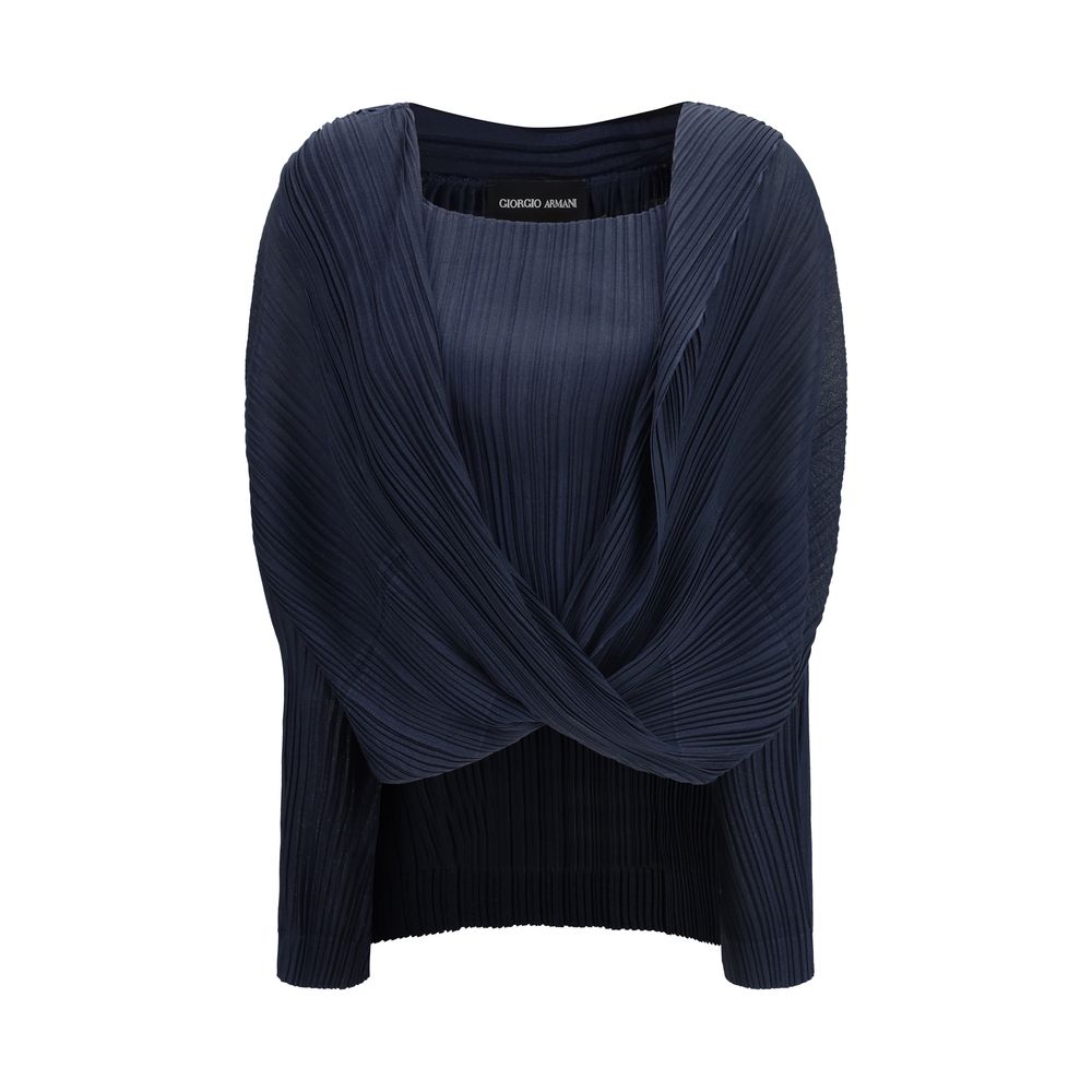 Giorgio Armani Blaues Hemd aus Viskose mit Muster-1