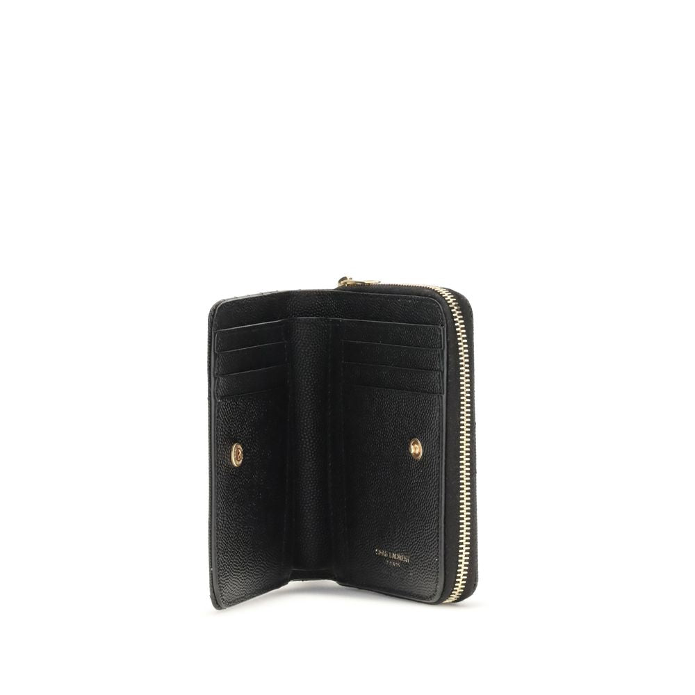 Saint Laurent Schwarzes Kalbsleder Bos Taurus Portemonnaie-3