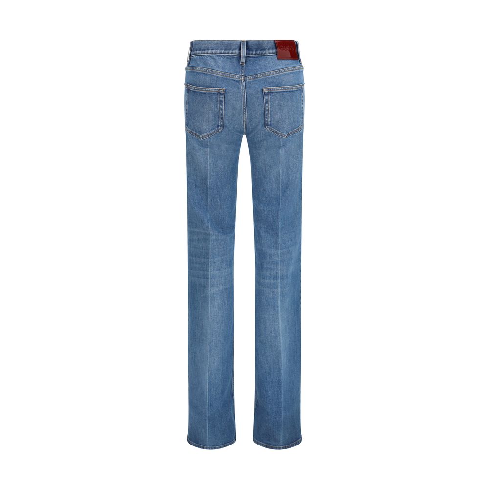 Gucci Blaue Baumwoll-Jeans mit ausgestelltem Bein-2