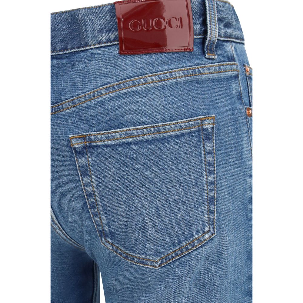 Gucci Blaue Baumwoll-Jeans mit ausgestelltem Bein-3