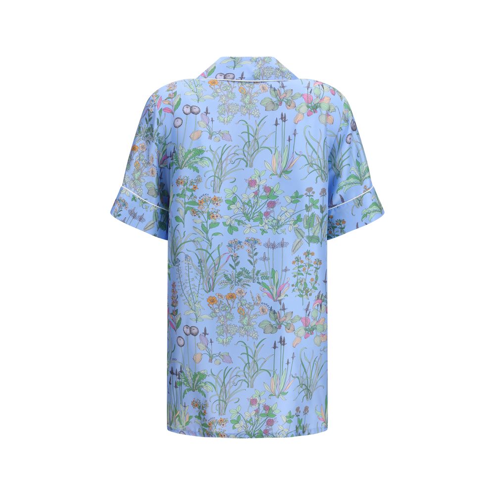 Gucci Blaues Hemd mit Seidenmuster-2