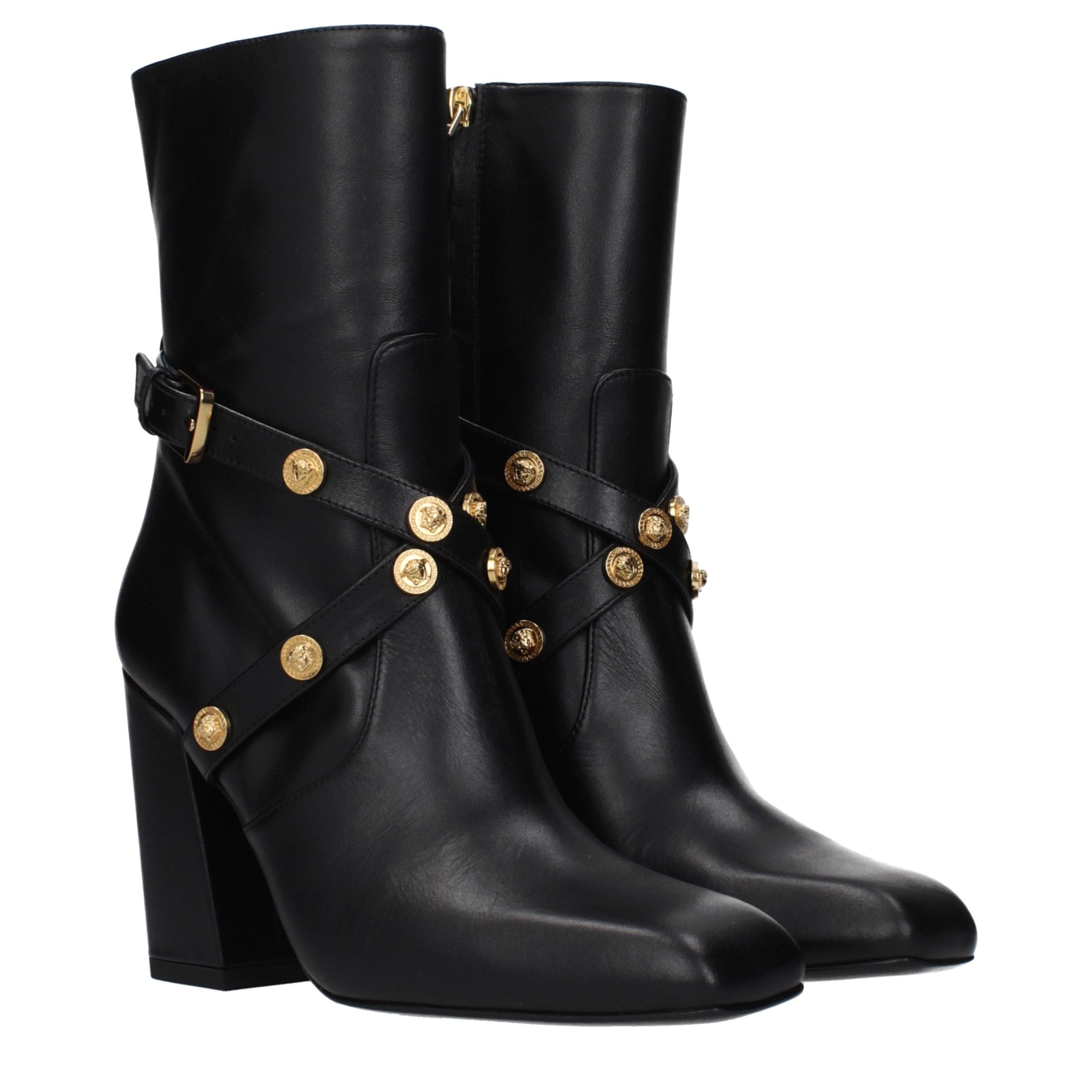 Versace Schwarze Leder-Stiefeletten-2