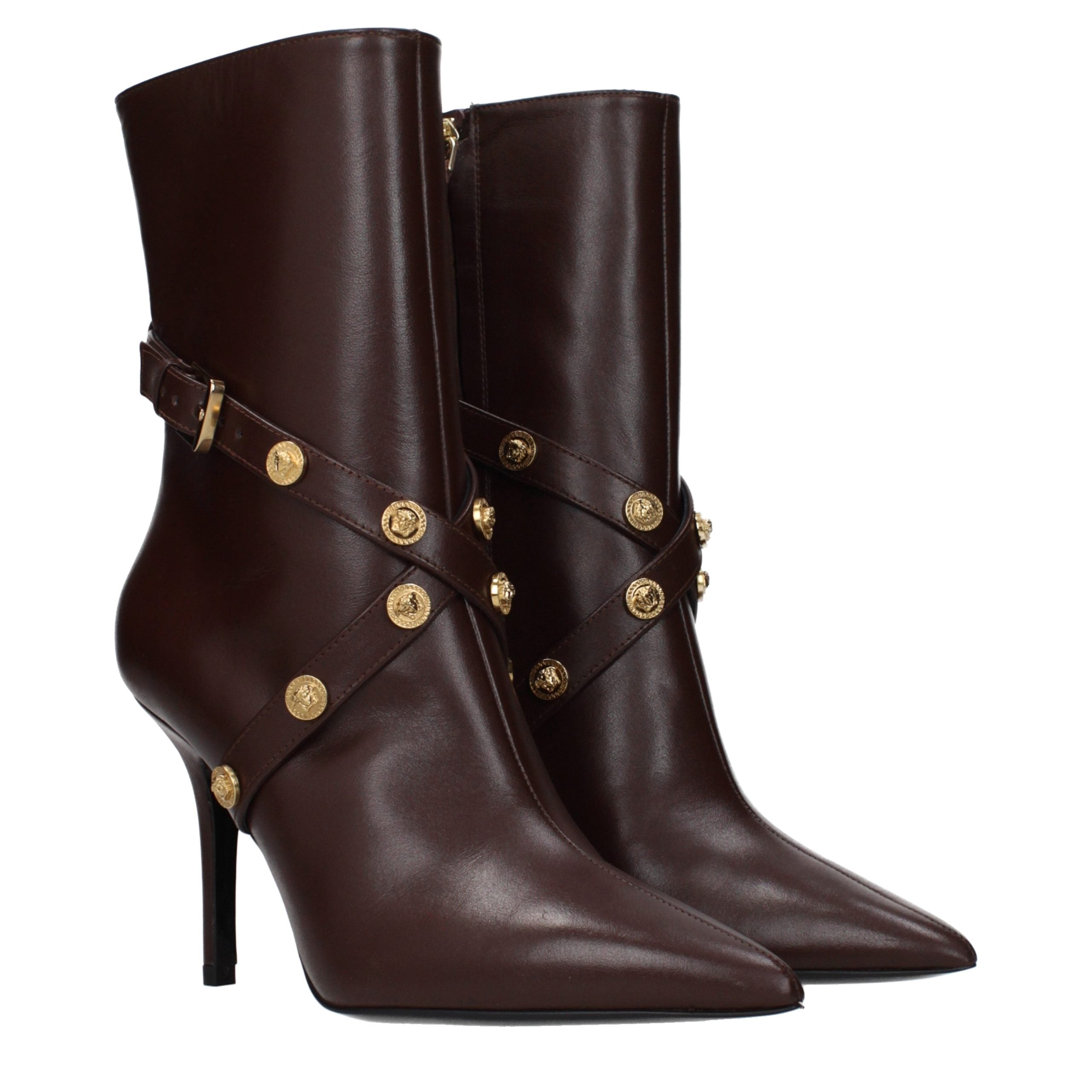 Versace Braune Lederstiefeletten-2