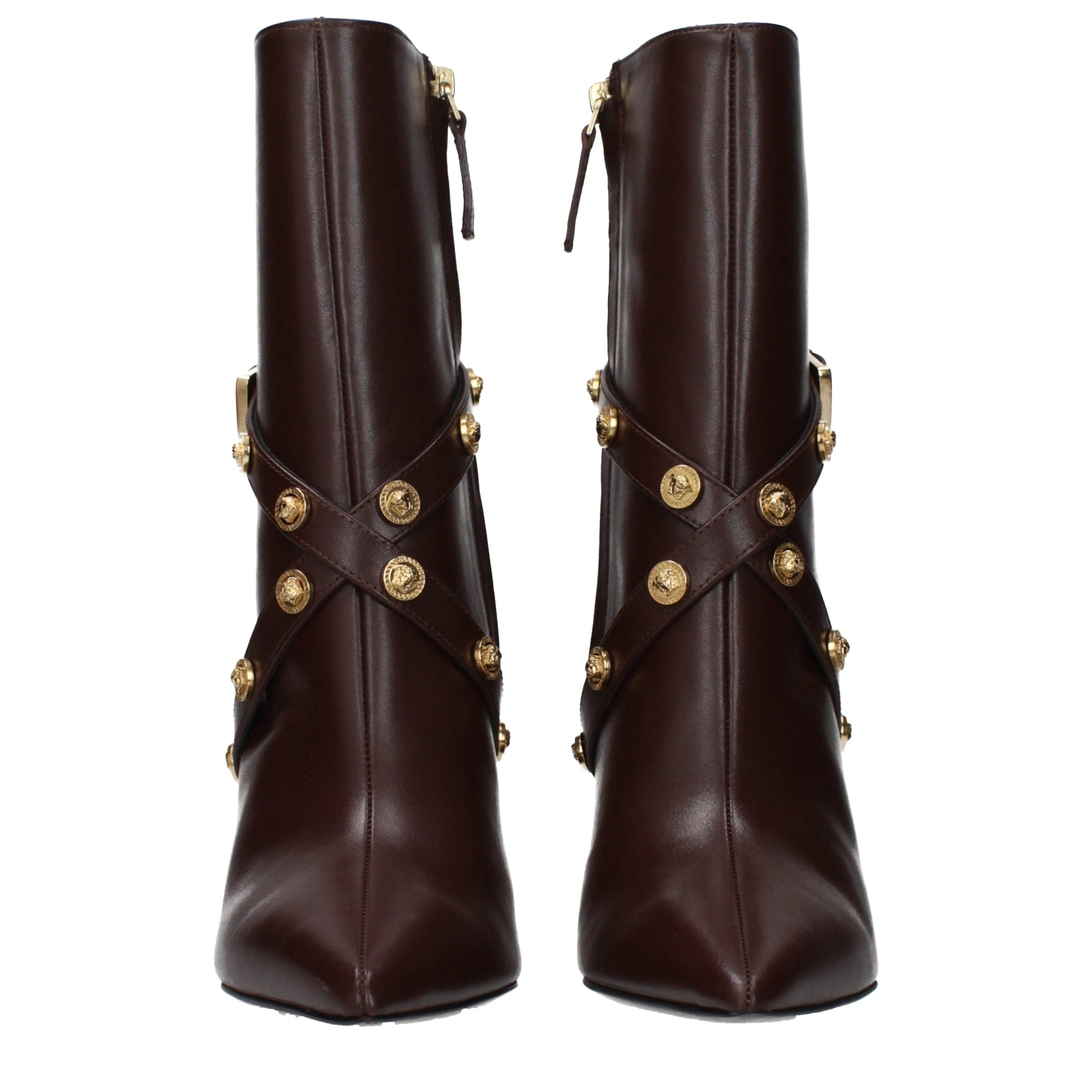 Versace Braune Lederstiefeletten-3