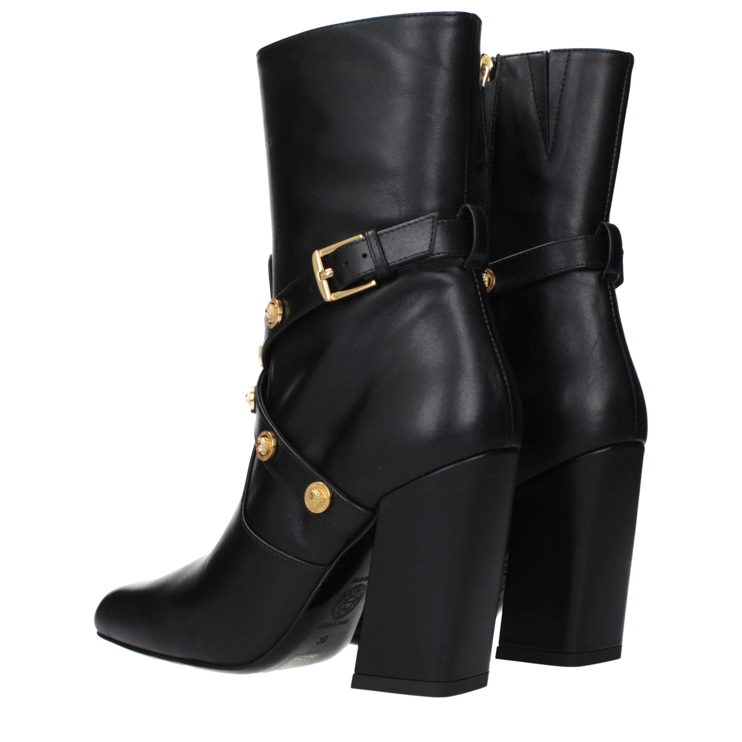 Versace Schwarze Leder-Stiefeletten-4