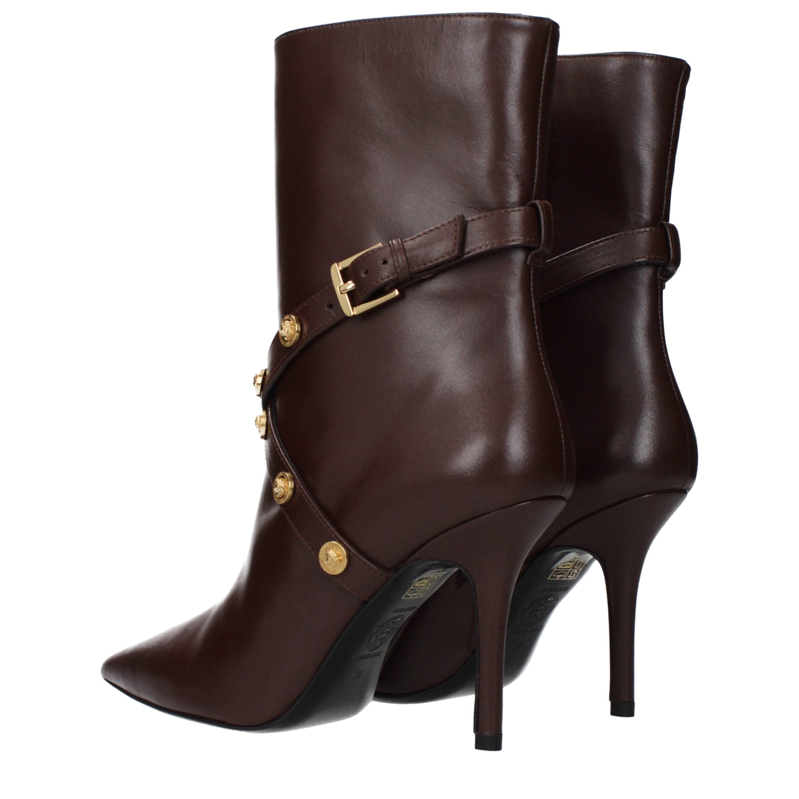 Versace Braune Lederstiefeletten-4