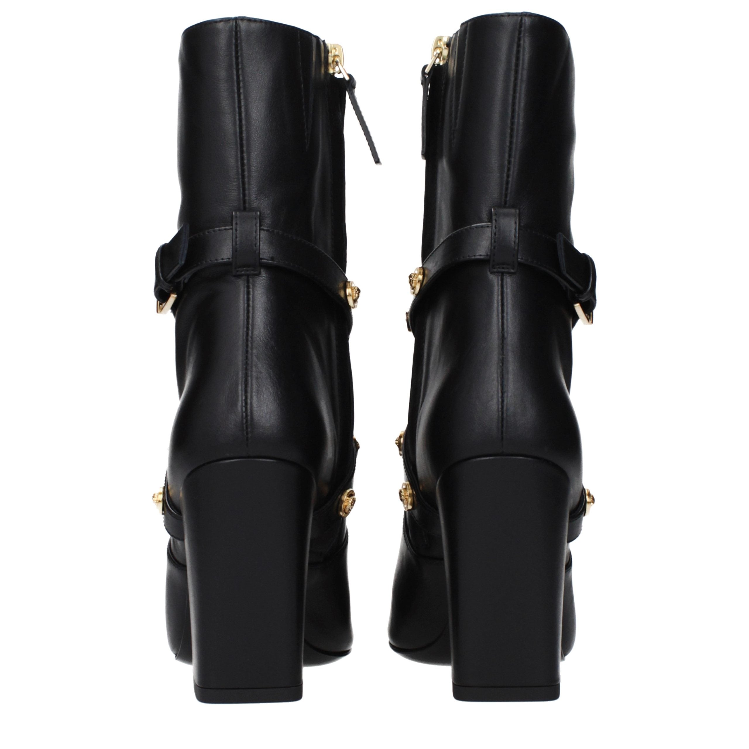 Versace Schwarze Leder-Stiefeletten-5