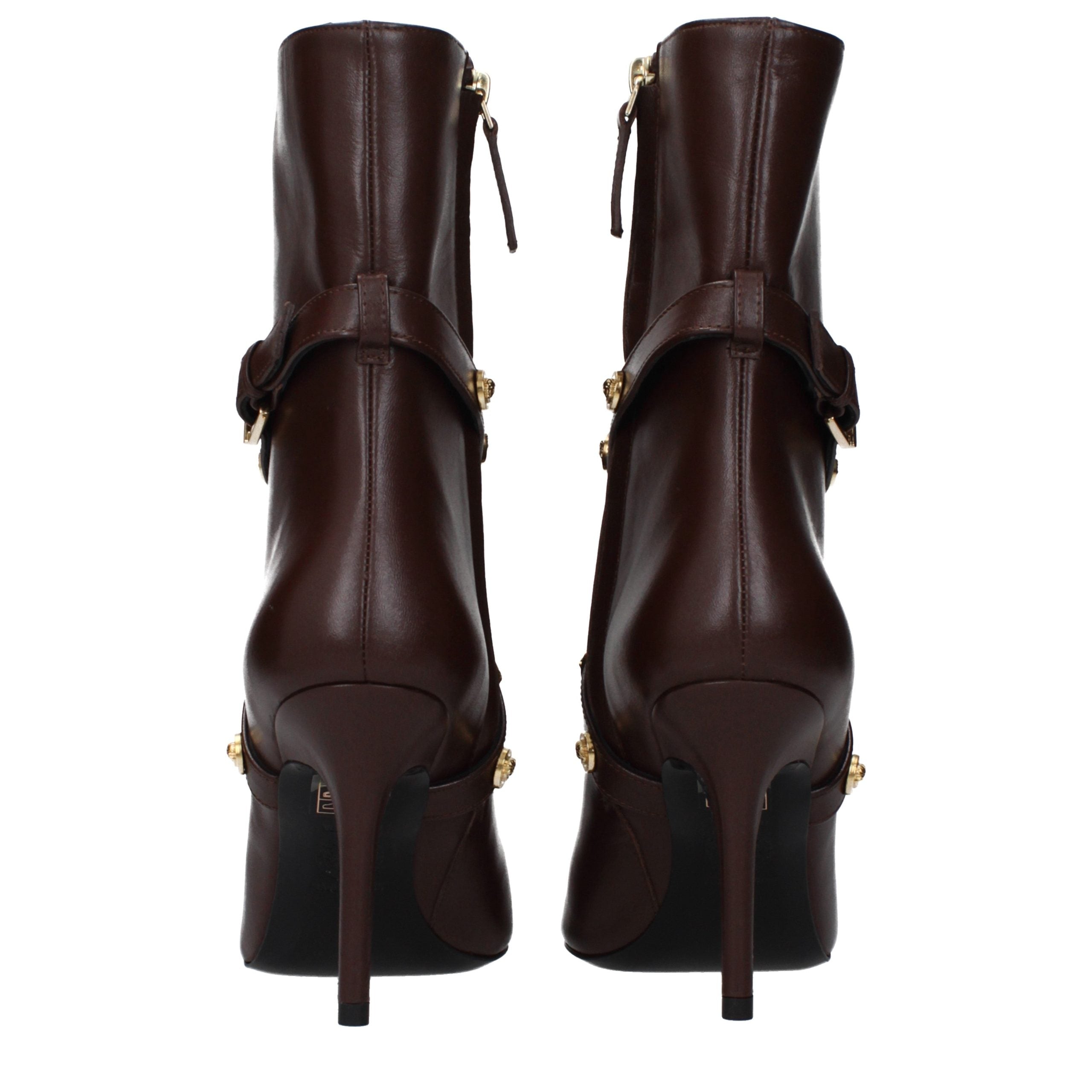 Versace Braune Lederstiefeletten-5