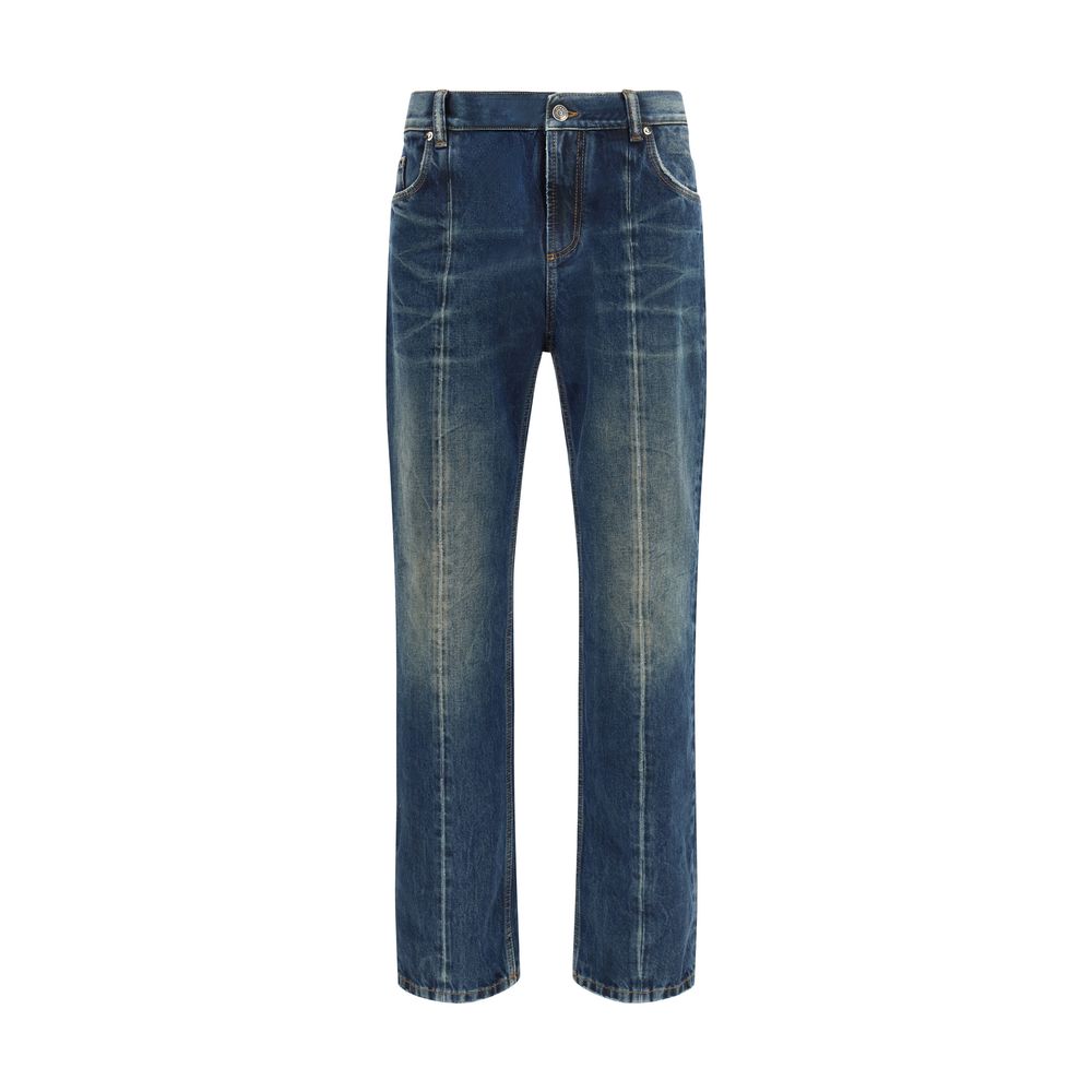 Versace Blue Straight-Leg Cotton Jeans