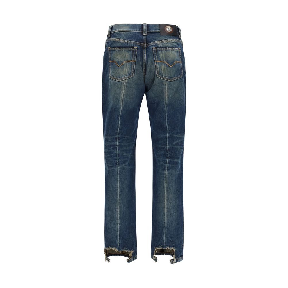 Versace Blue Straight-Leg Cotton Jeans-2