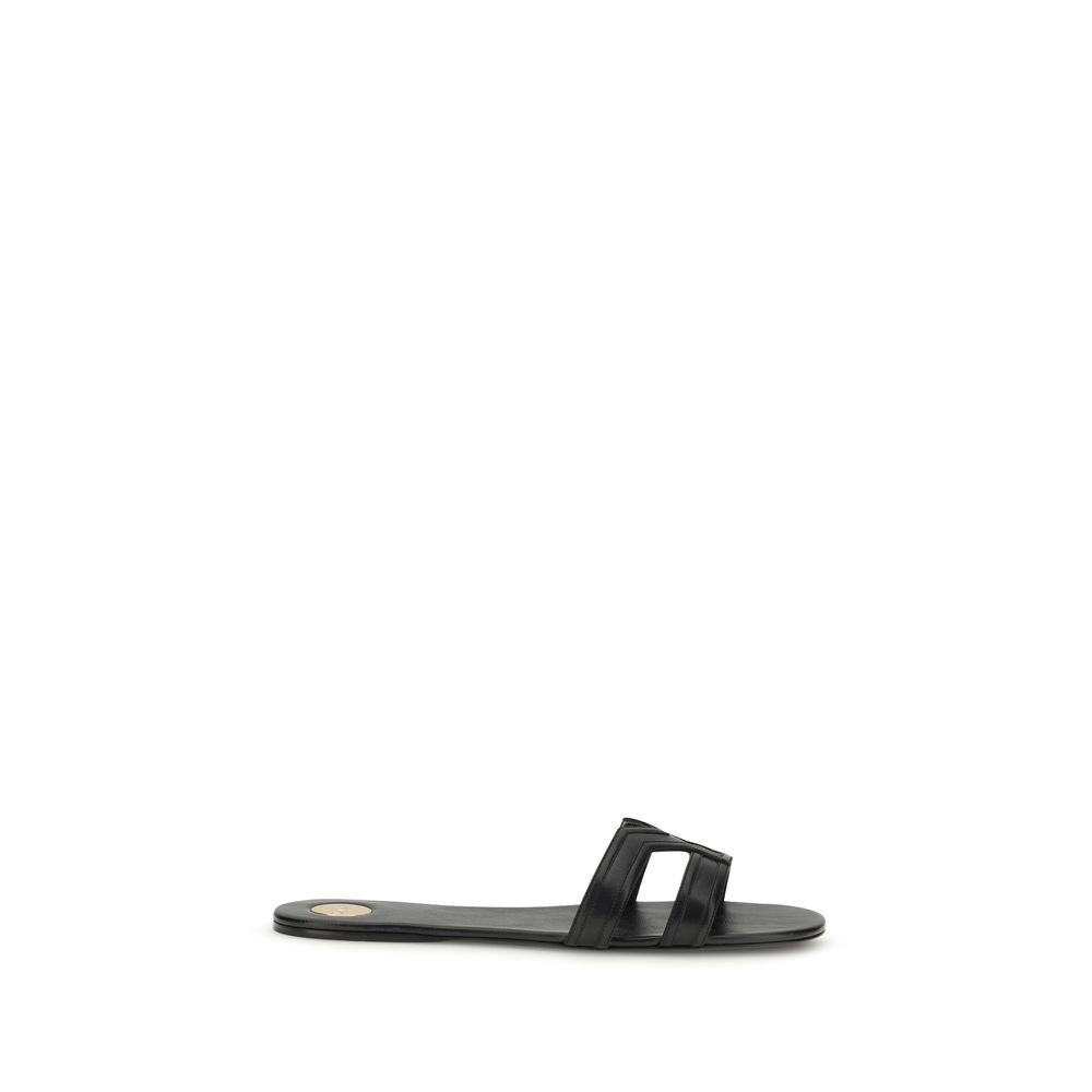 Saint Laurent Black Bos Taurus Calfskin Sandals-1
