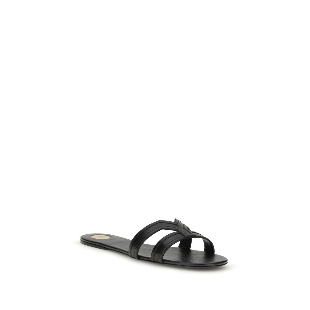 Saint Laurent Black Bos Taurus Calfskin Sandals-2