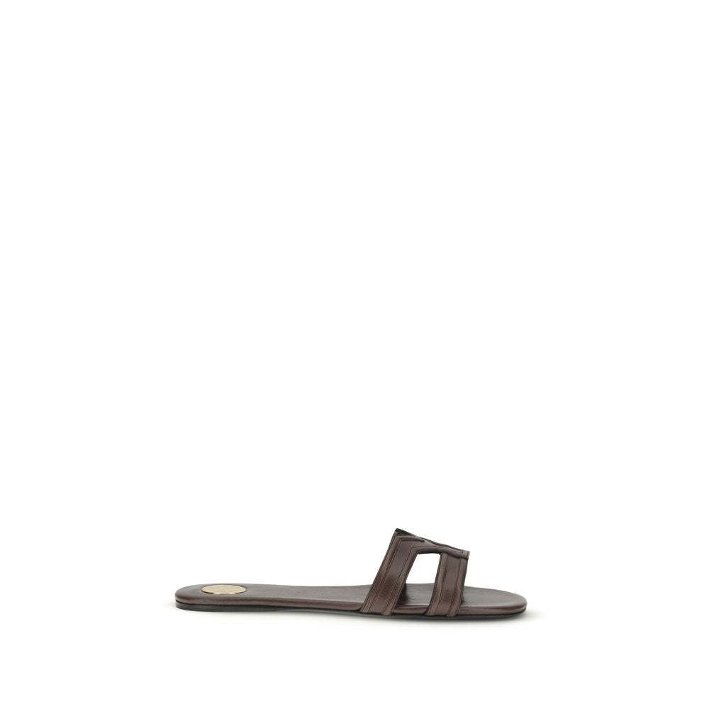 Saint Laurent Brown Bos Taurus Calf Leather Sandals-1