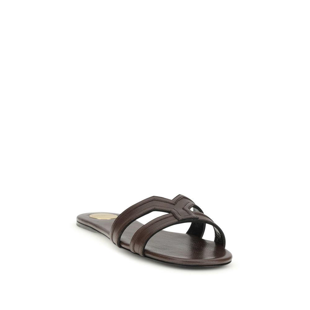 Saint Laurent Brown Bos Taurus Calf Leather Sandals-2
