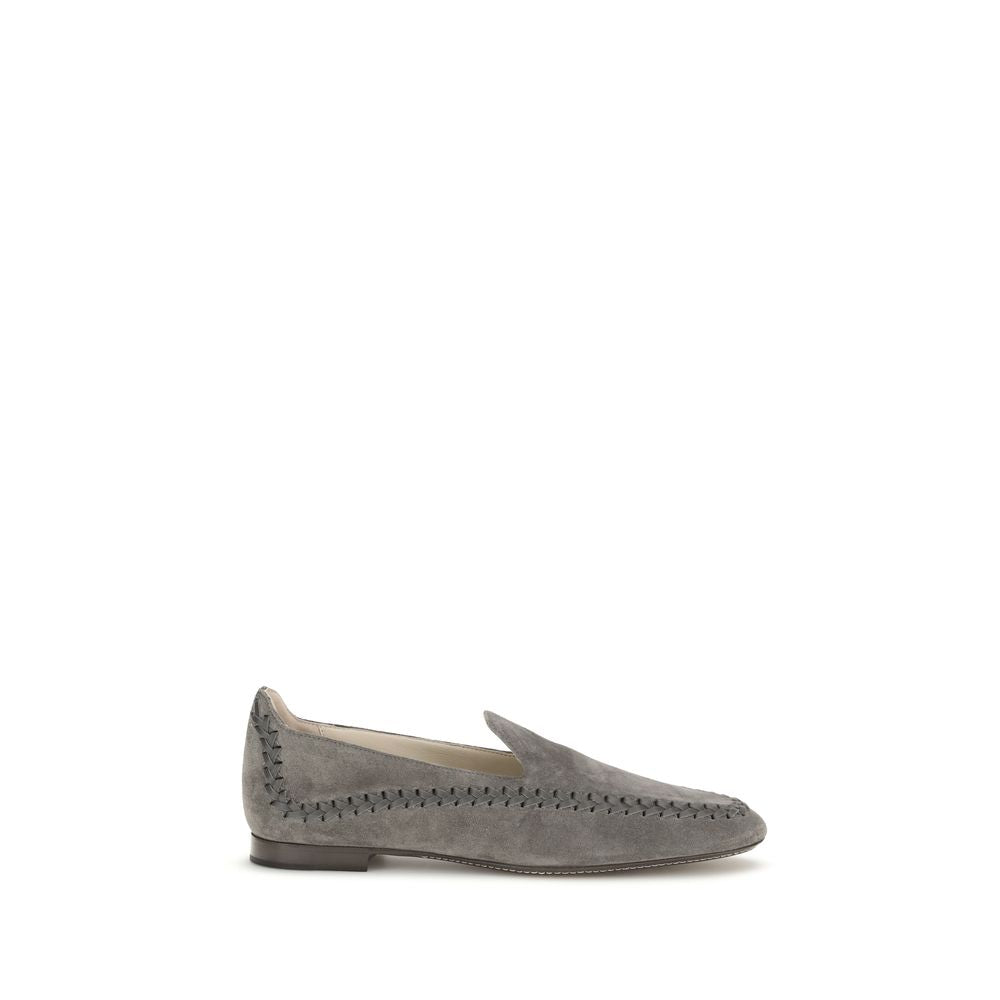 Giorgio Armani Gray Calf Leather Bos Taurus Slip-on Loafers-1
