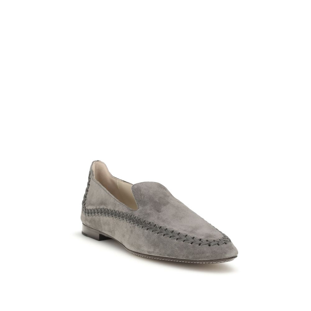 Giorgio Armani Gray Calf Leather Bos Taurus Slip-on Loafers-2
