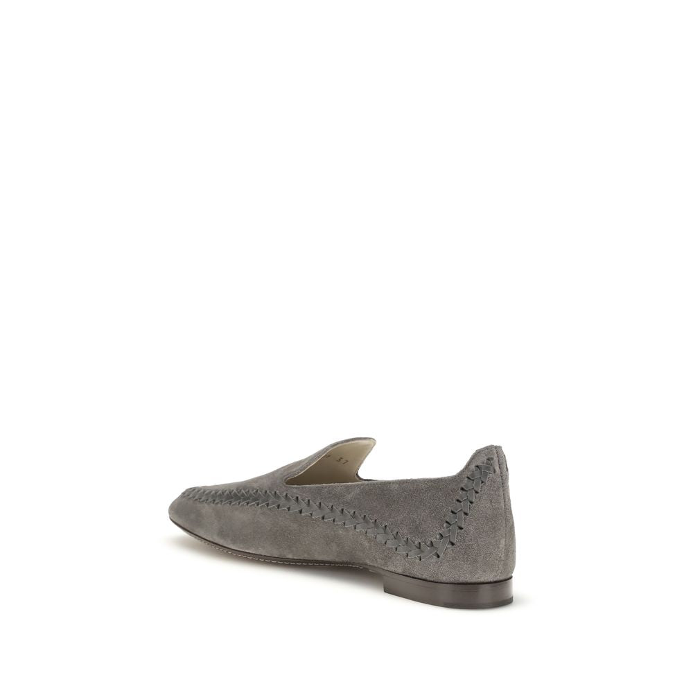 Giorgio Armani Gray Calf Leather Bos Taurus Slip-on Loafers-3