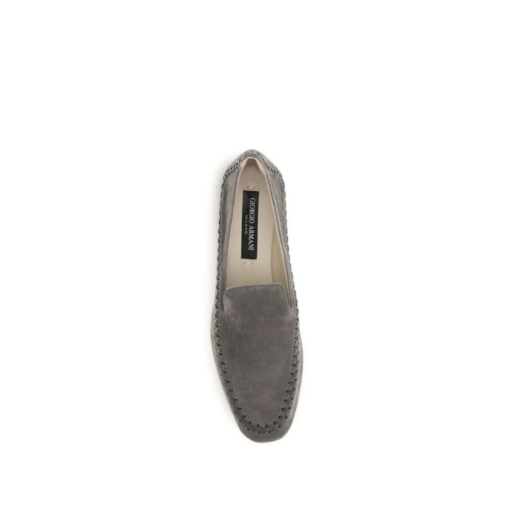 Giorgio Armani Gray Calf Leather Bos Taurus Slip-on Loafers-4