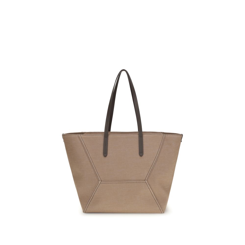 Brunello Cucinelli Beige Cotton Shoulder Bag-1