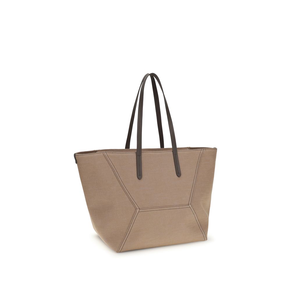 Brunello Cucinelli Beige Cotton Shoulder Bag-2