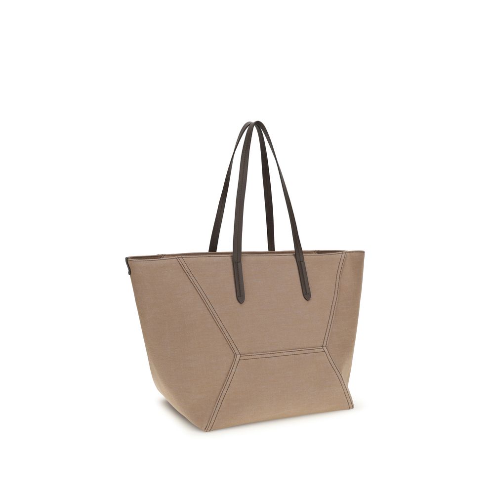 Brunello Cucinelli Beige Cotton Shoulder Bag-3
