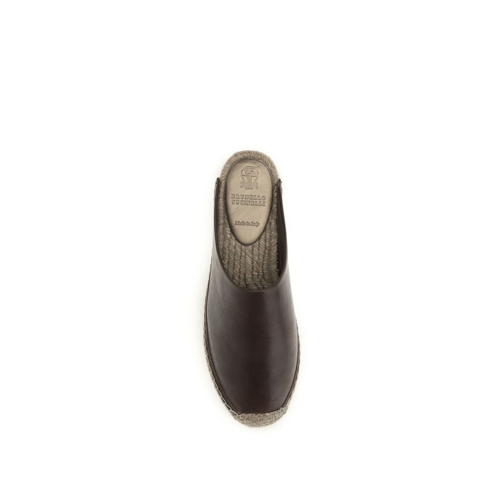 Brunello Cucinelli Braune Kalbsleder Bos Taurus Mules-4