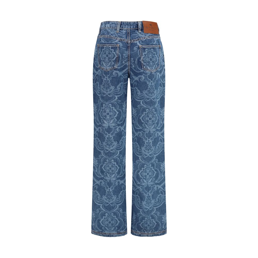 Etro Blaue ausgestellte Jeans aus Baumwolle-2