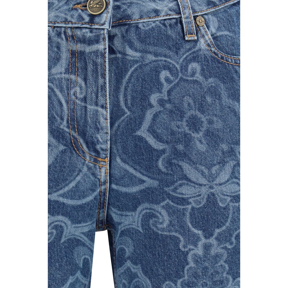 Etro Blaue ausgestellte Jeans aus Baumwolle-3