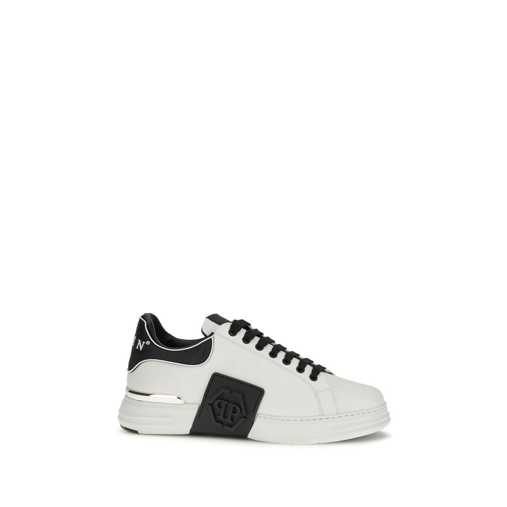 Philipp Plein Weiße Bos Taurus Kalbsleder Low-Top-Sneaker-1