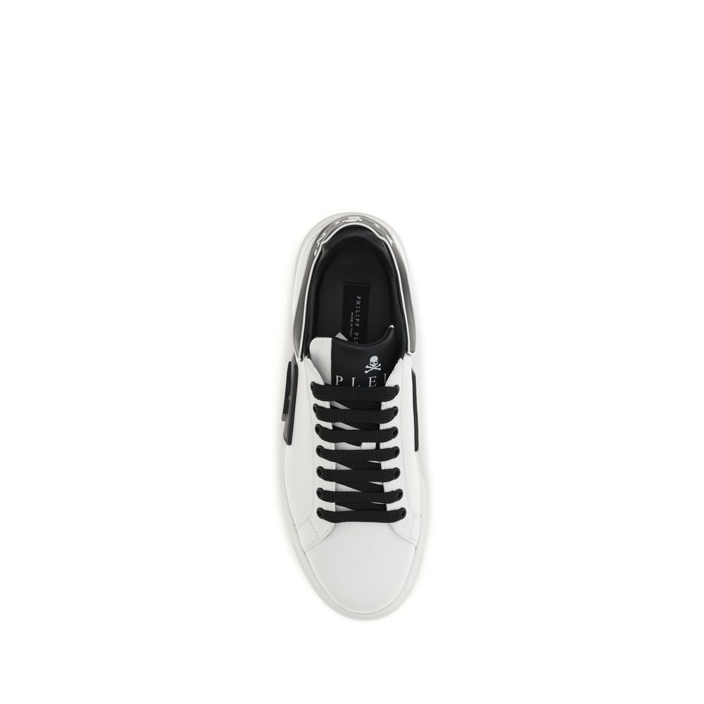Philipp Plein Weiße Bos Taurus Kalbsleder Low-Top-Sneaker-4