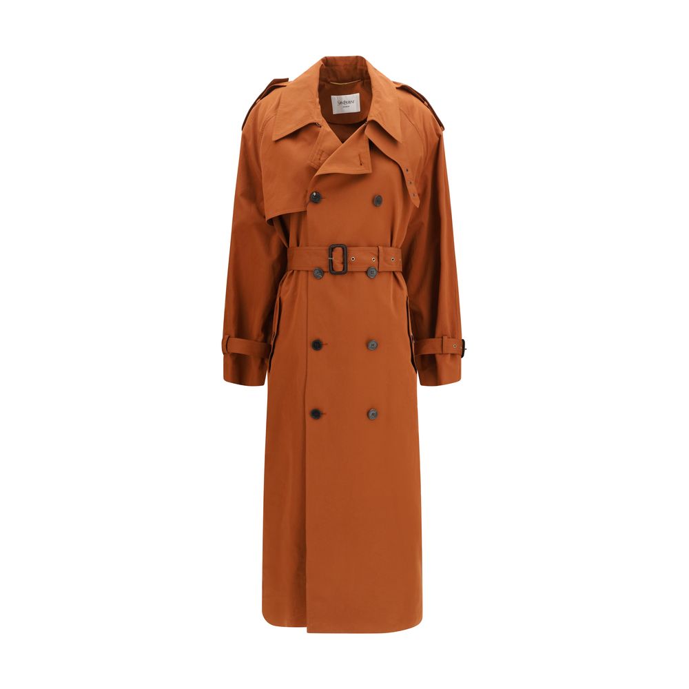 Saint Laurent Brauner Baumwoll-Trenchcoat