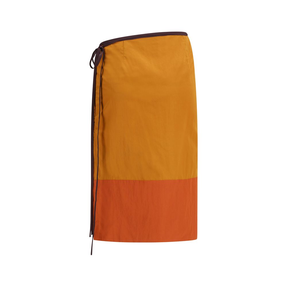 Saint Laurent Orange Nylon Midi Skirt-2