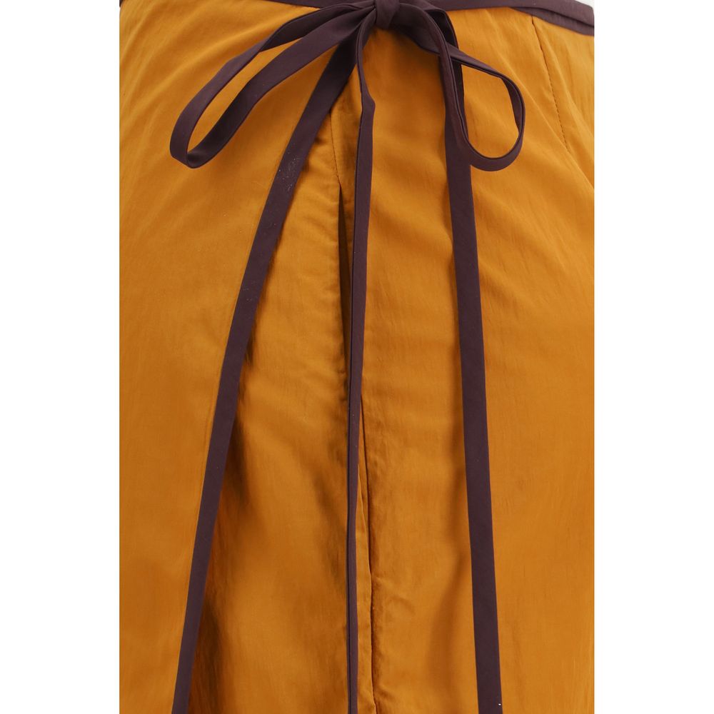 Saint Laurent Orange Nylon Midi Skirt-3