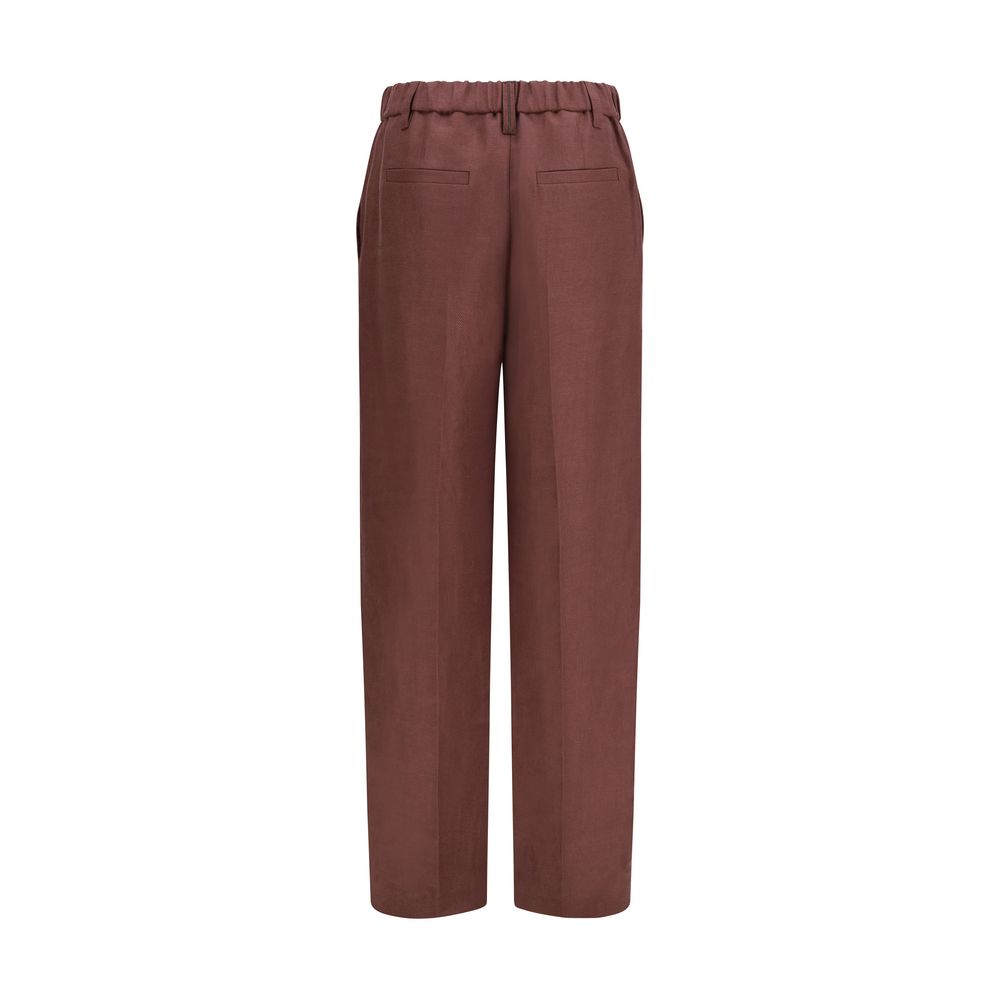 Brunello Cucinelli Braune Leinenhose im Casual-Look-2